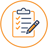 Clipboard with checkmarks and pen r